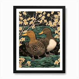 Art Nouveau Birds Poster Duck 3 Art Print