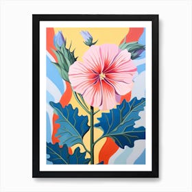 Hollyhock 1 Hilma Af Klint Inspired Pastel Flower Painting Art Print