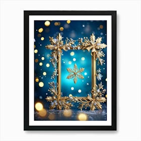 An Ornate Fanciful Christmas Frame Rich In Holiday Decor Where Details Of Garlands Ornaments An (5) Art Print