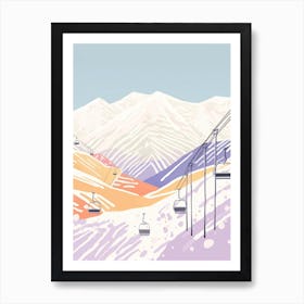 Hakuba Valley   Nagano, Japan, Ski Resort Pastel Colours Illustration 0 Art Print