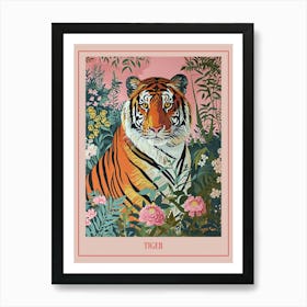 Floral Animal Painting Tiger 4 Poster Art Print