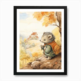 Storybook Animal Watercolour Hedgehog 4 Art Print