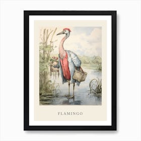 Beatrix Potter Inspired  Animal Watercolour Flamingo 3 Art Print