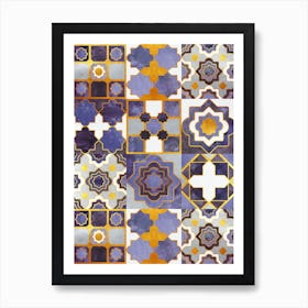 Spanish moroccan tiles inspiration // purple ceramics Marrakesh Andalusian inspired Art Print