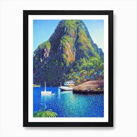 El Nido Philippines Pointillism Style Tropical Destination Art Print