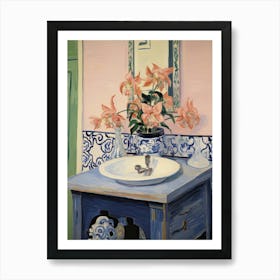 Bathroom Vanity Painting With A Columbine Bouquet 4 Art Print