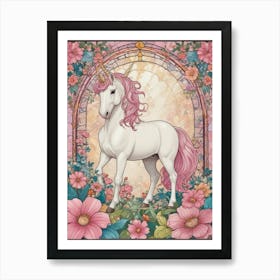 Unicorn In The Garden 1 Art Print