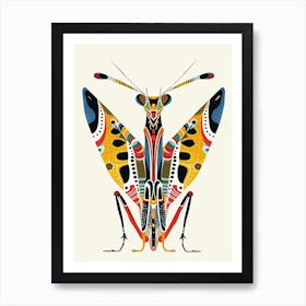 Colourful Insect Illustration Praying Mantis 7 Art Print