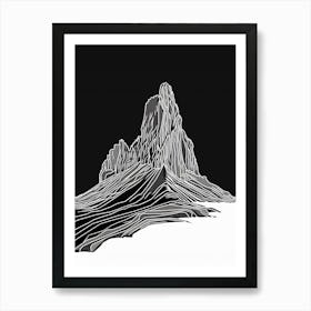 Fan Y Big Mountain Line Drawing 2 Art Print