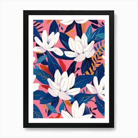 Magnolia Flower Pattern 1 Art Print