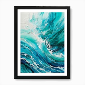 Abstract Turquoise Waves Envelop The Canvas Evoke Fresh Nautical Texture Churning Frothy Crests 2 1 Art Print