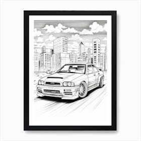 Subaru Imprezza Wrx Sti City Drawing 3 Art Print