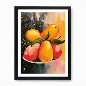 Art Deco Fruit Paint Strokes Art Print