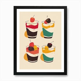 Retro Trifle Illustration Beige Background 2 Art Print