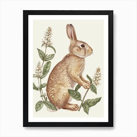 Cinnamon Blockprint Rabbit Illustration 1 Art Print