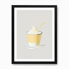 Single Cream Dairy Food Minimal Line Drawing Art Print