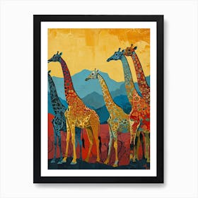 Abstract Geometric Giraffe Herd 1 Art Print