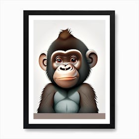 Baby Gorilla, Gorillas Scandi Cartoon 1 Art Print