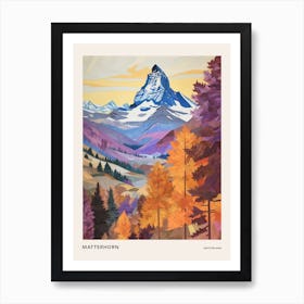 Matterhorn Italy And Switzerland 1 Colourful Mountain Illustration Poster Art Print