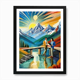 Two Businessman People On A Bridge Art Print