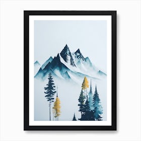 Mountain And Forest In Minimalist Watercolor Vertical Composition 183 Art Print