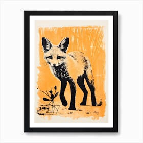 Fennec Fox, Woodblock Animal Drawing 4 Art Print