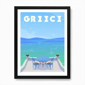 Greece — Retro travel minimalist poster Art Print