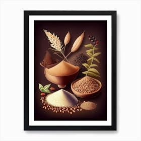 Sesame Seeds Spices And Herbs Retro Drawing 3 Art Print