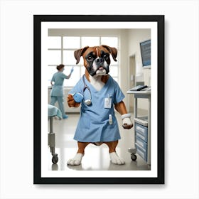 Boxer Dog In Hospital-Reimagined 2 Art Print