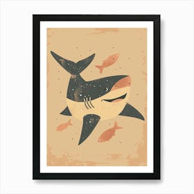 Shark & Fish Muted Pastels Art Print