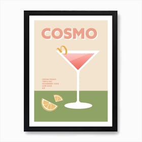 Cosmo Cocktail Colourful Green And Pink Wall Art Print