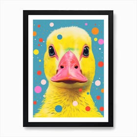 Geometric Vibrant Portrait Of A Duck Yellow & Pink 3 Art Print