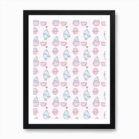 Blue Chick Pattern Art Print