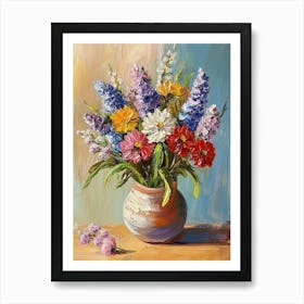 Oil Painting Of Spring Flowers In A Vase 1 Art Print