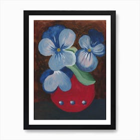 painted pansies hand painted art artwork acrylic figurative academic classical flowers floral kitchen living room bedroom Art Print