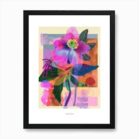 Hellebore 3 Neon Flower Collage Poster Art Print