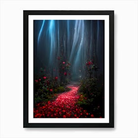 Magical Forest with Roses Art Print