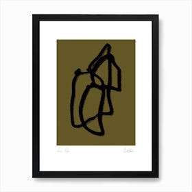 Black Composition On Olive Green Art Print