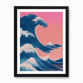 The Great Wave Off Kanagawa Pink Vaporwave Art Print
