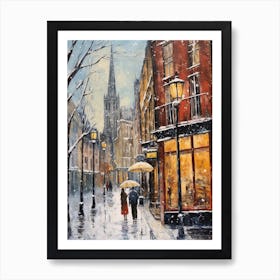 Vintage Winter Painting Cologne Germany 1 Art Print