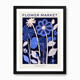 Blue Flower Market Poster Bergamot Art Print