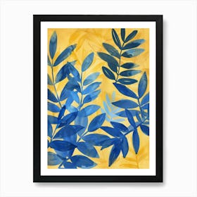 Blue And Yellow Leaves 4 Art Print