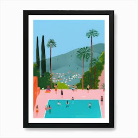 Hollywood Pool Party Art Print