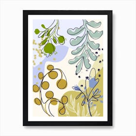 Abstract Flowers And Leaves Art Print