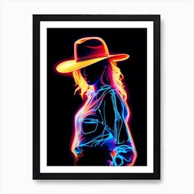 Neon Cowgirl Sign 2 2 Art Print