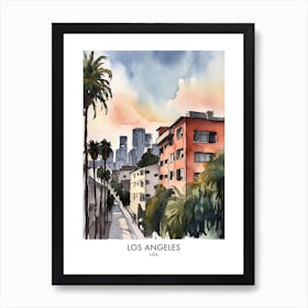 Los Angeles Watercolour Travel Poster 3 Art Print