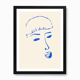 Matisse Style Portrait 2 Blue Art Print