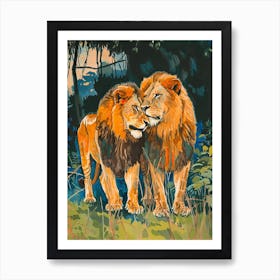 Southwest African Lion Rituals Fauvist Painting 3 Art Print