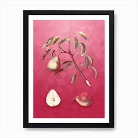 Vintage Pear Botanical in Gold on Viva Magenta n.0647 Art Print