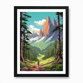 Wonderland Trail Usa 3 Vintage Travel Illustration Art Print